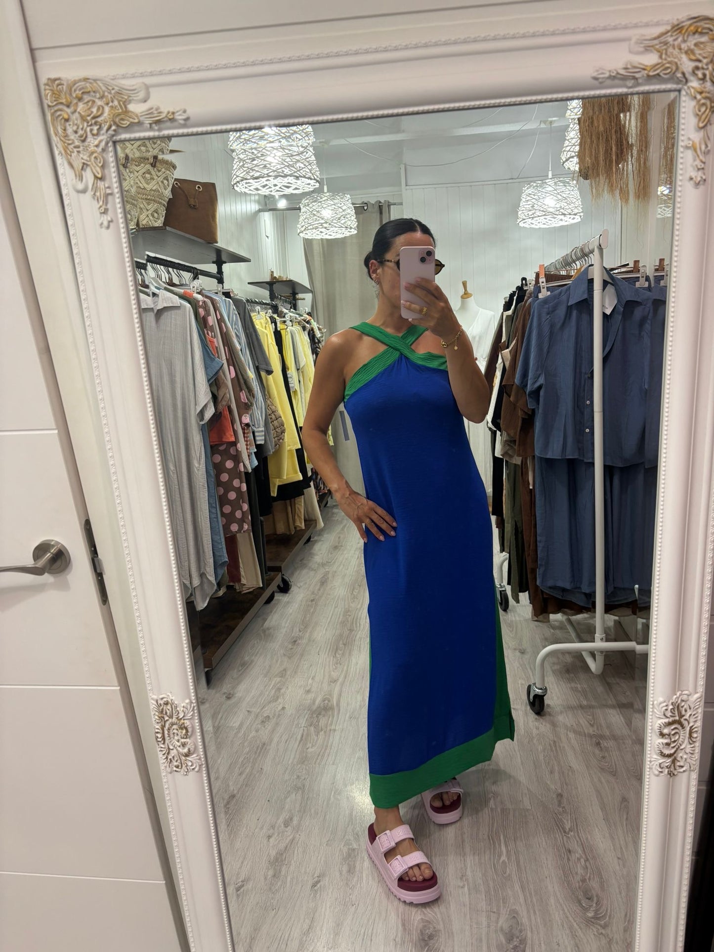 Vestido Martha azul y verde