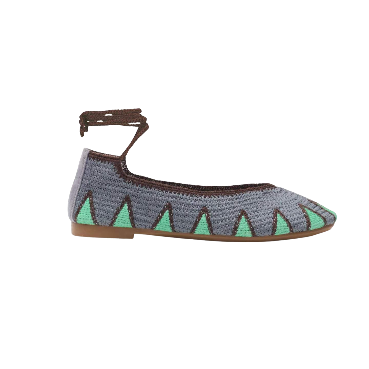 Merceditas crochet gris azulado y turquesa