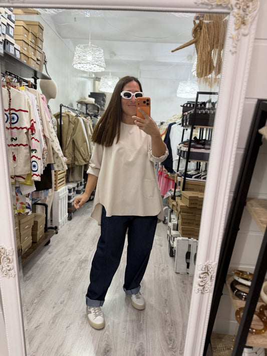 Sudadera Nagore Oversize Punto Roma beige