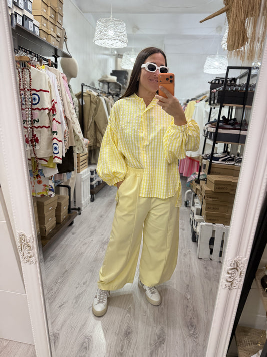 Blusón Oversize Vichy amarillo