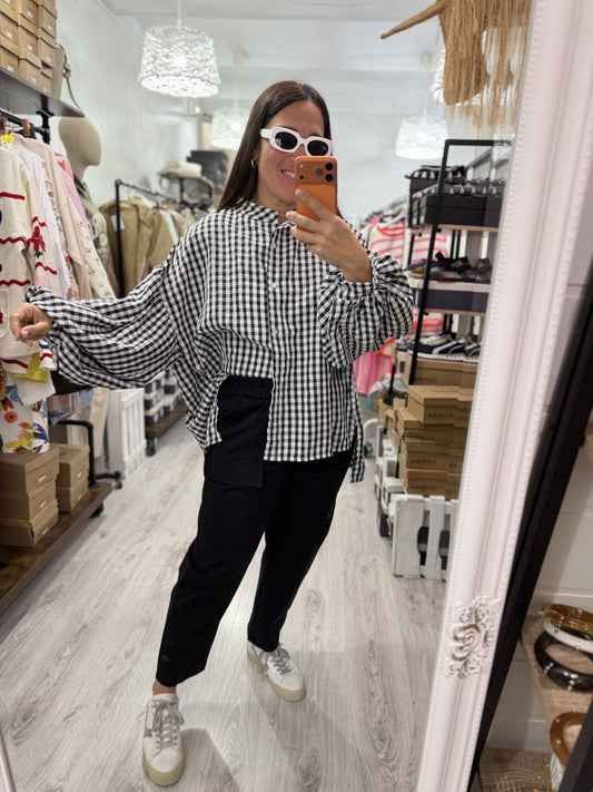 Blusón Oversize Vichy negro