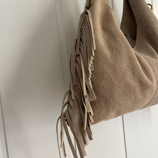 Bolso Coachella piel beige - con asa bandolera