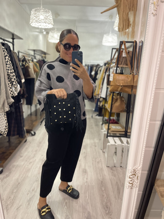 Bolso Dakota de piel de mano y bandolera negro