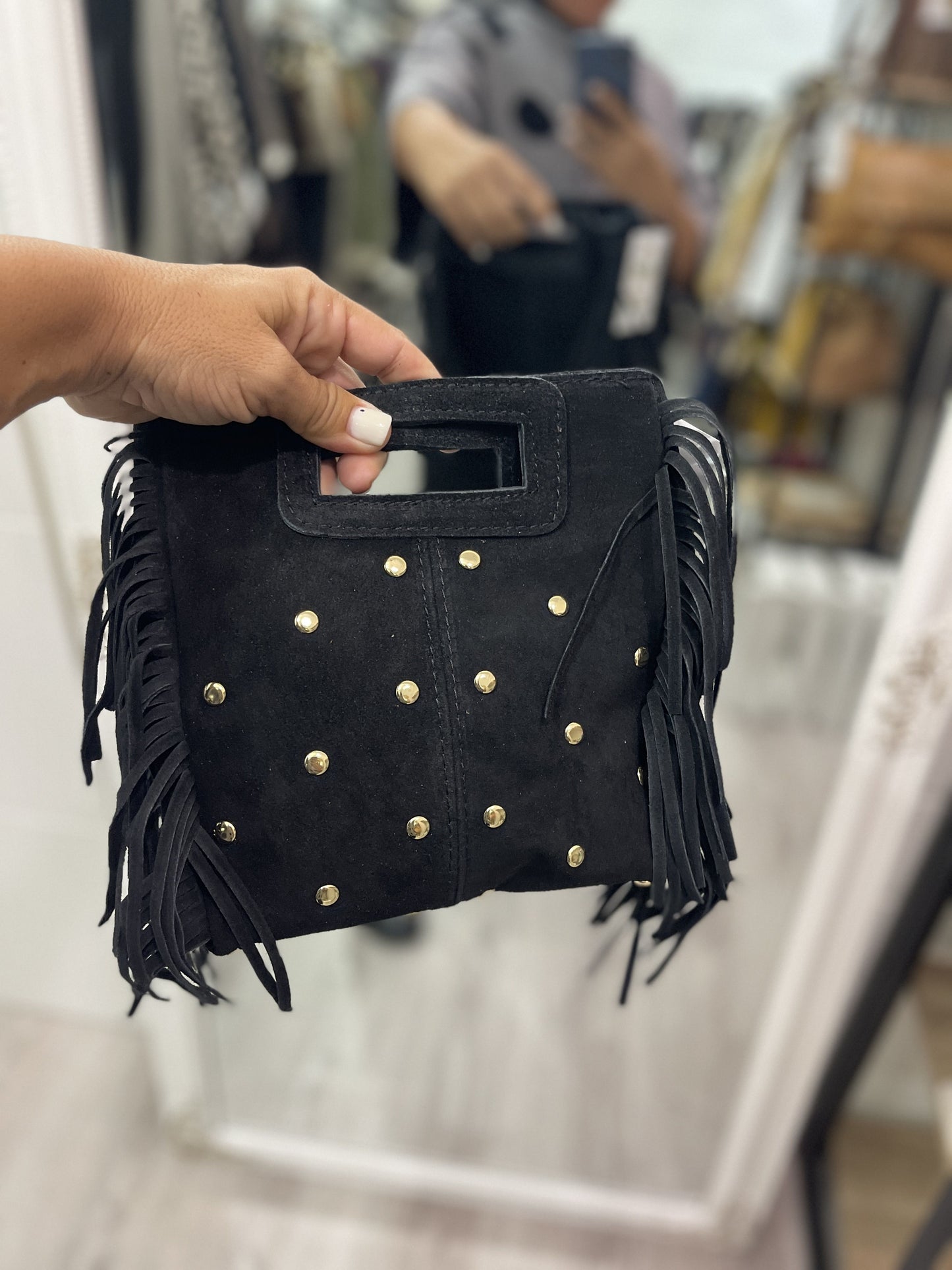 Bolso Dakota de piel de mano y bandolera negro