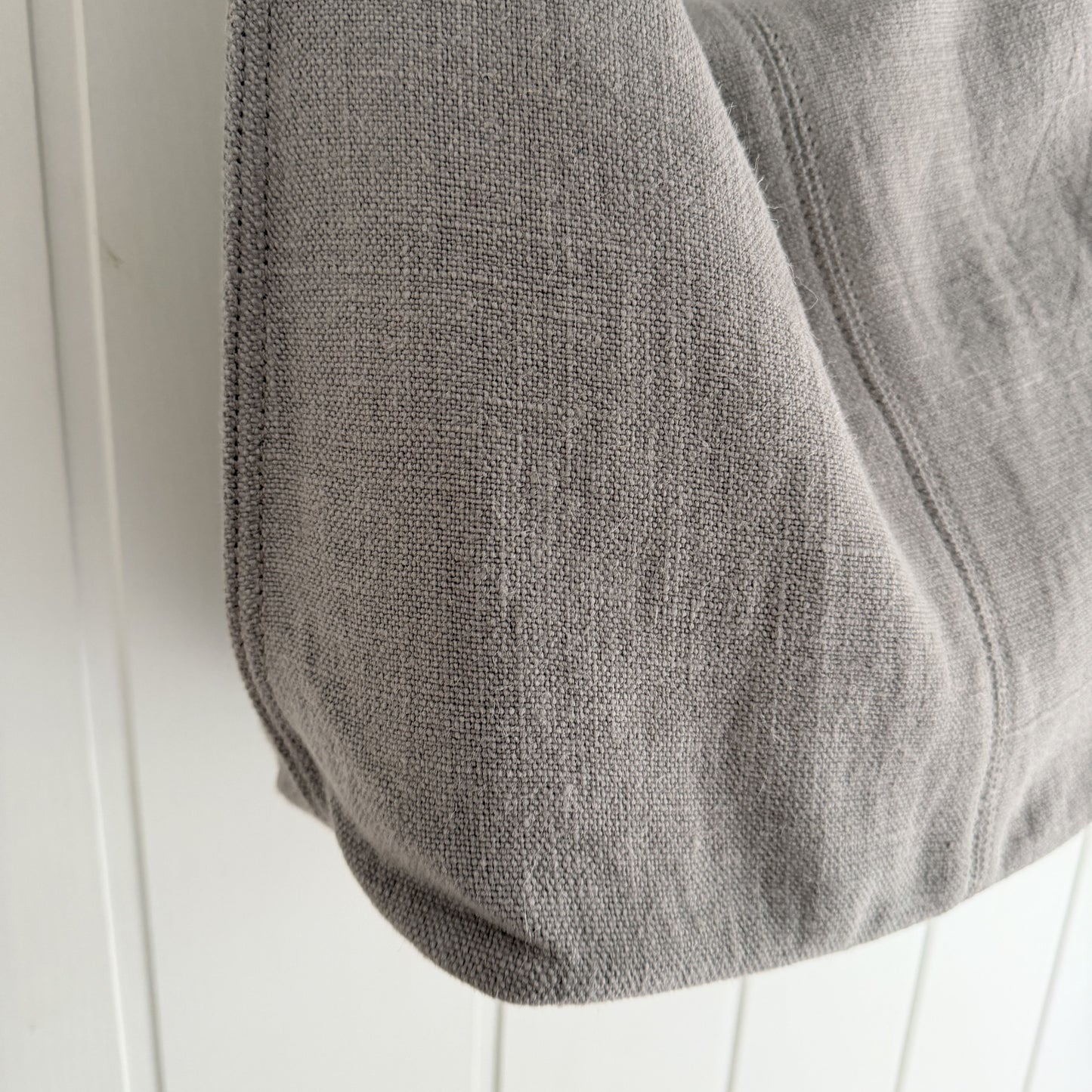 Bolso Sakko lino y piel gris