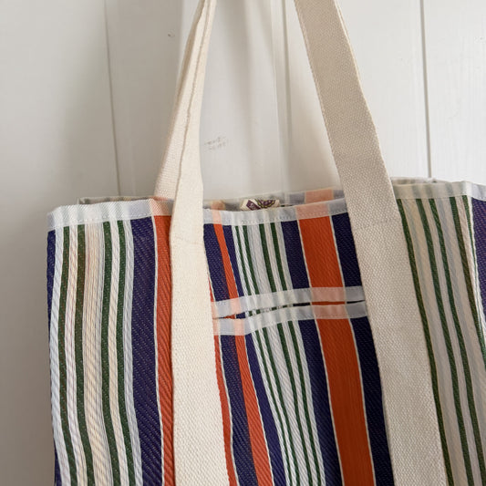 Bolso Rayas reciclado naranja azul y verde