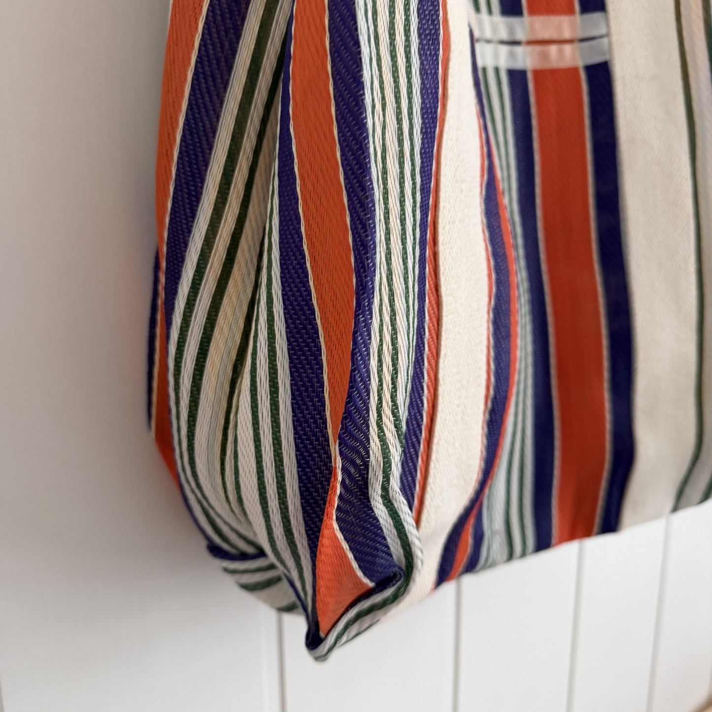 Bolso Rayas reciclado naranja azul y verde