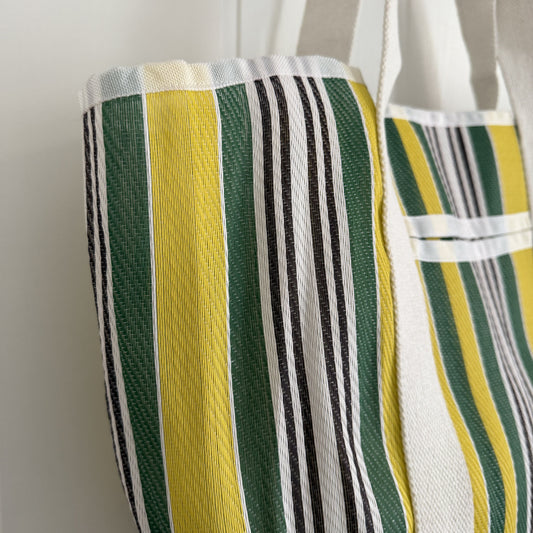 Bolso Rayas reciclado verde y amarillo