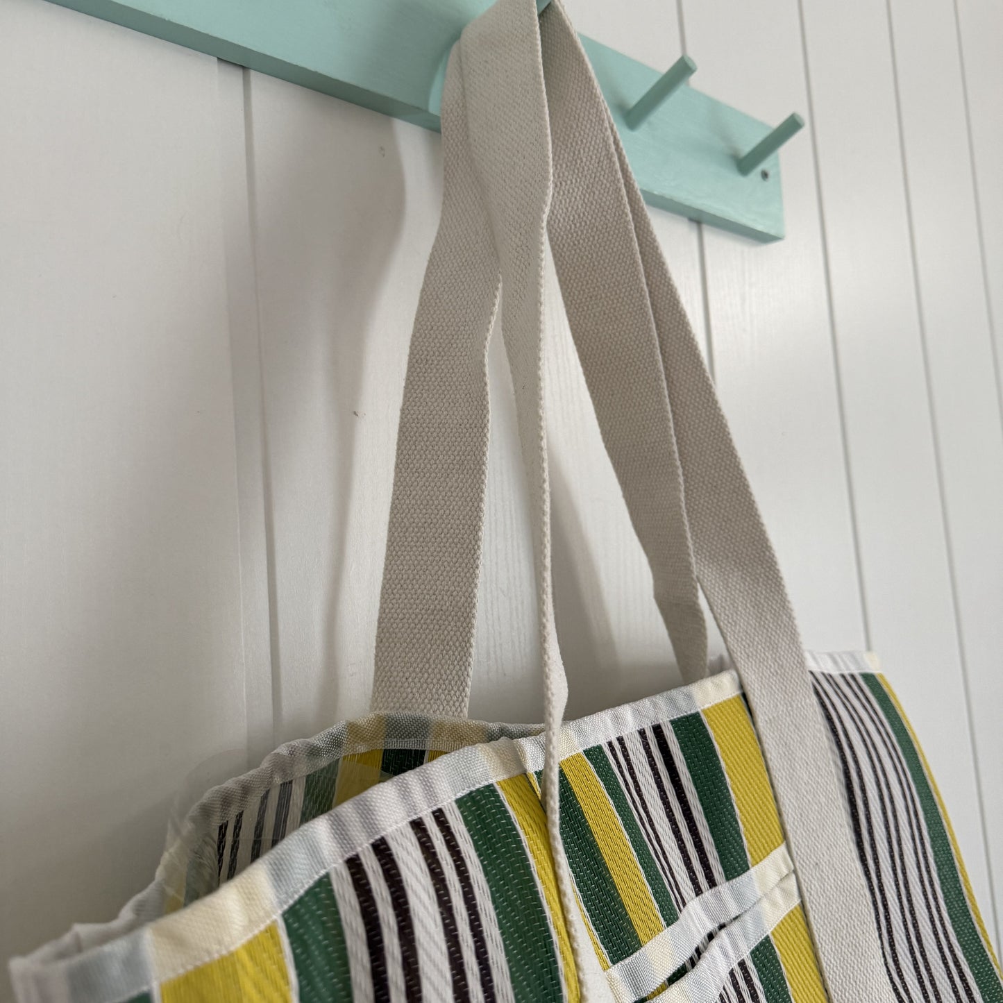 Bolso Rayas reciclado verde y amarillo