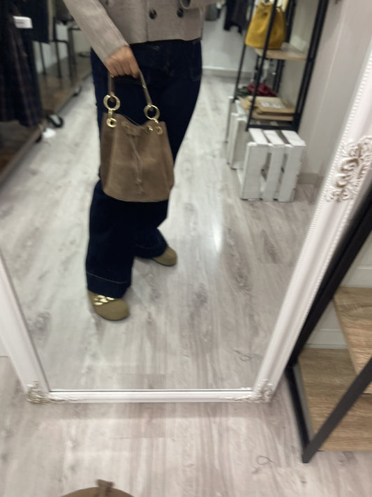 Bolso Bombonera piel taupe