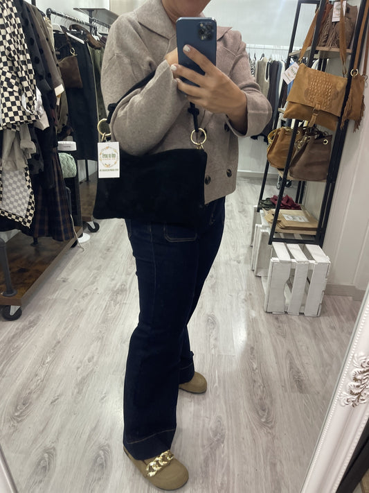 Bolso Anillas piel negro