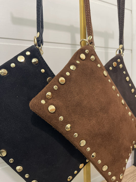 Bolso de mano y bandolera Tachas piel negro