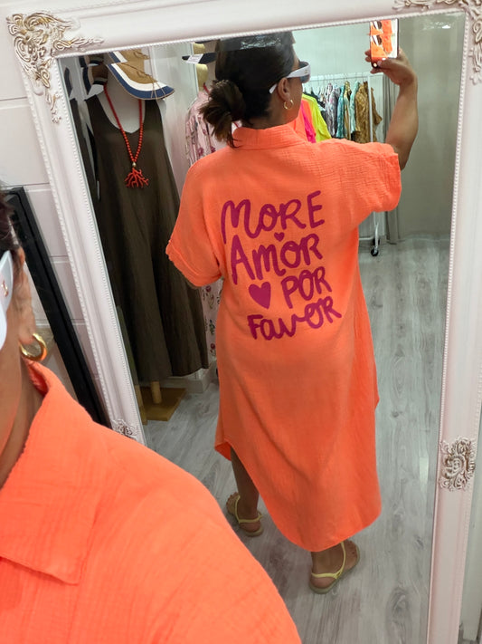 Vestido More Amor bambula naranja
