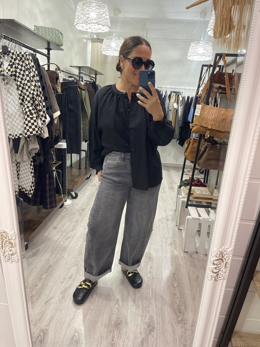 Pantalón Barrel jeans gris