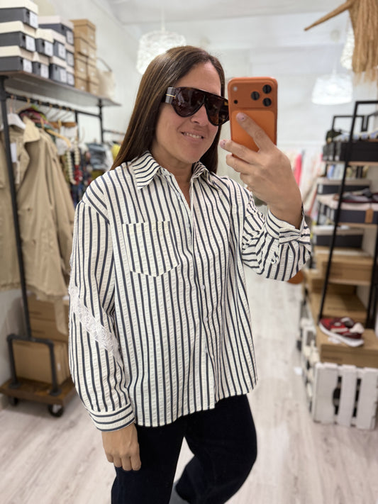 Camisa Love rayas marino