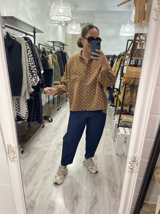 Camisa Mila topos marrón