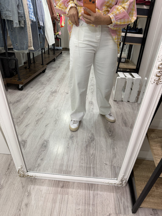 Pantalón Jeans Barrel blanco