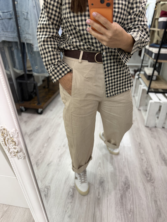 Camisa Vichy negro y beige