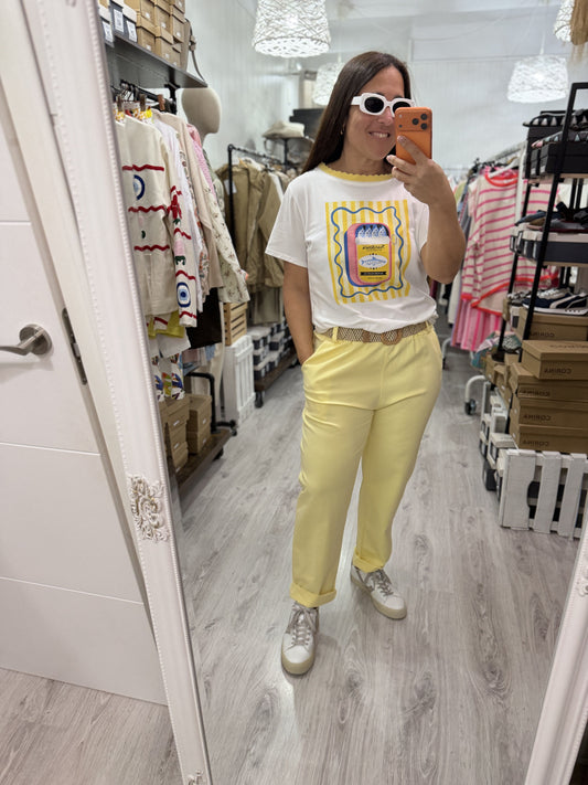 Pantalón Punto Roma basic amarillo