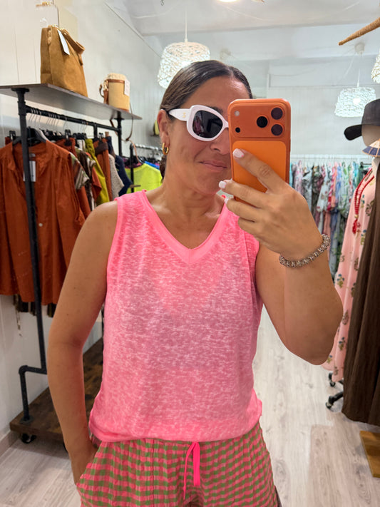 Camiseta Boho tirantes salmón