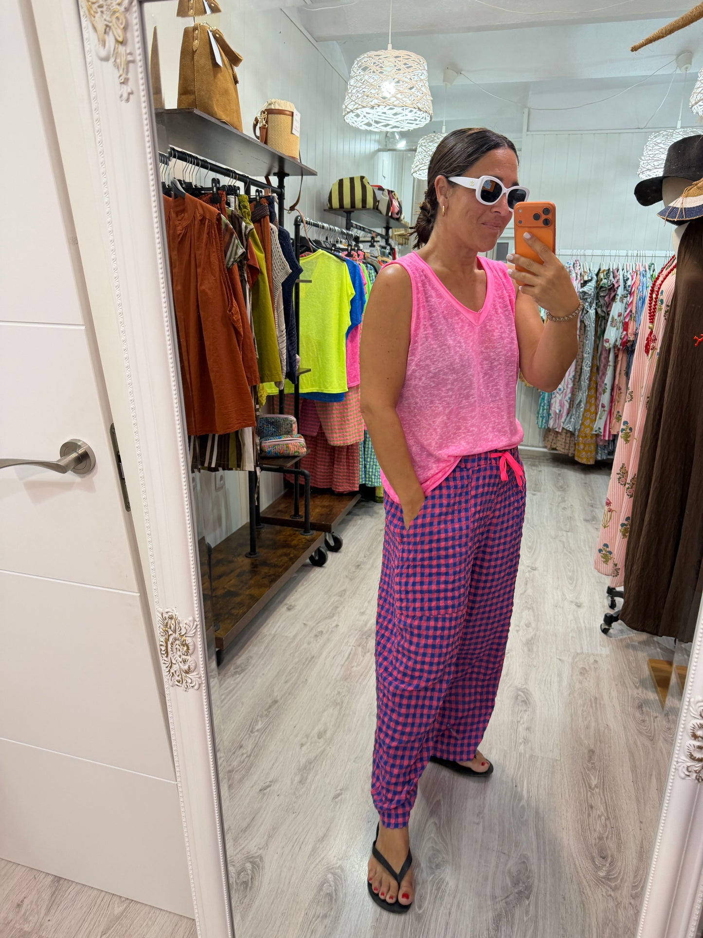 Camiseta Boho tirantes fucsia