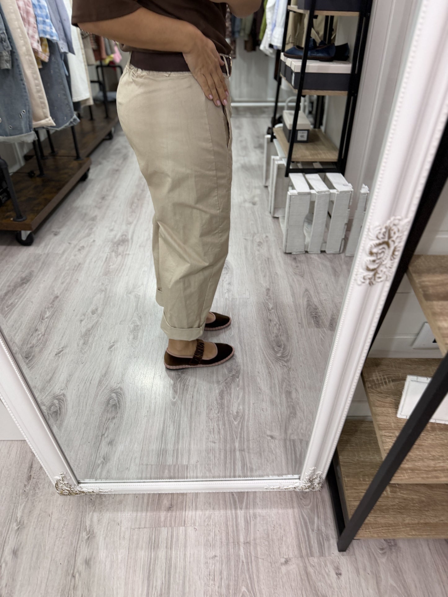 Pantalón Barrel Loneta beige