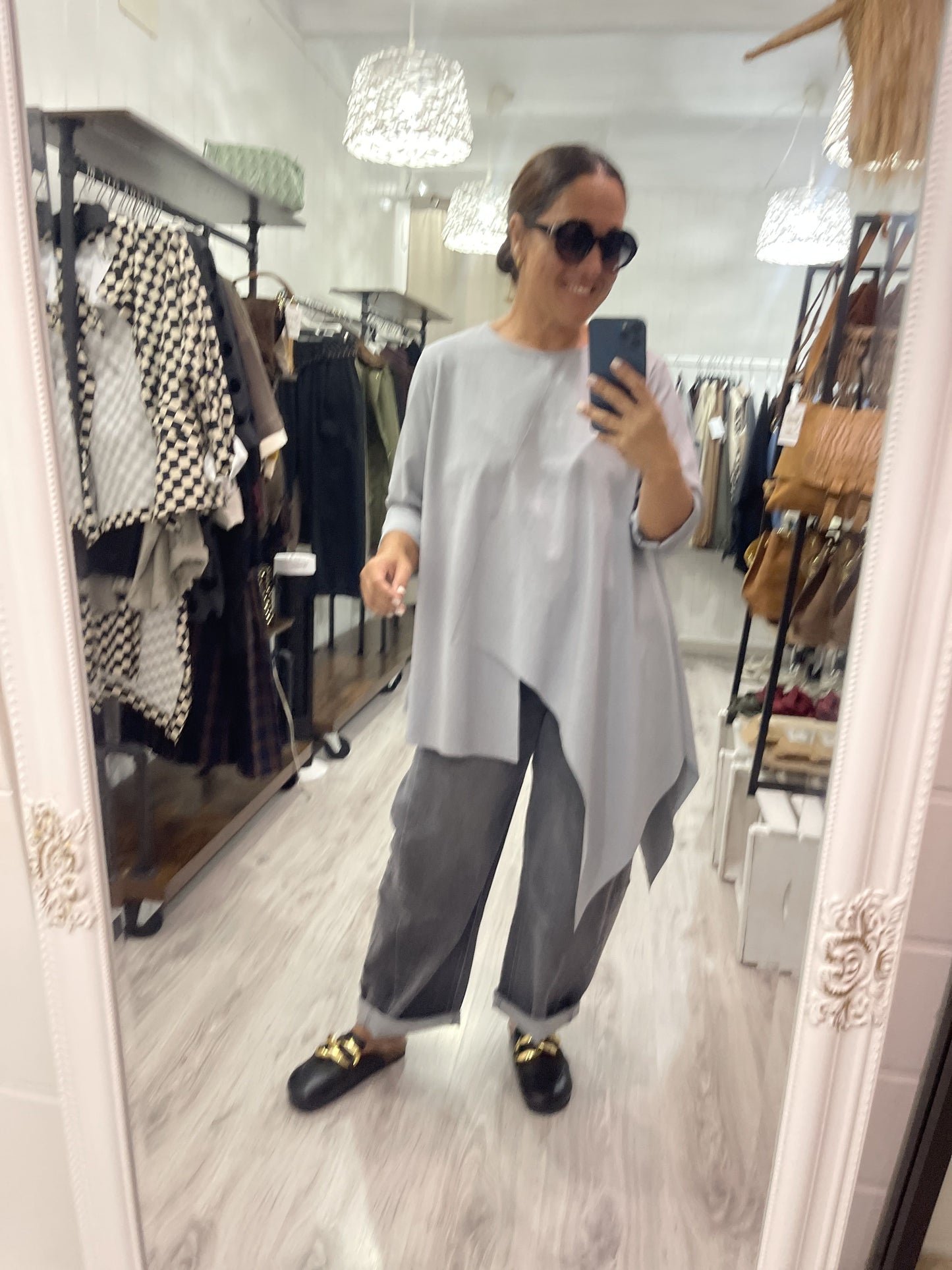 Pantalón Barrel jeans gris