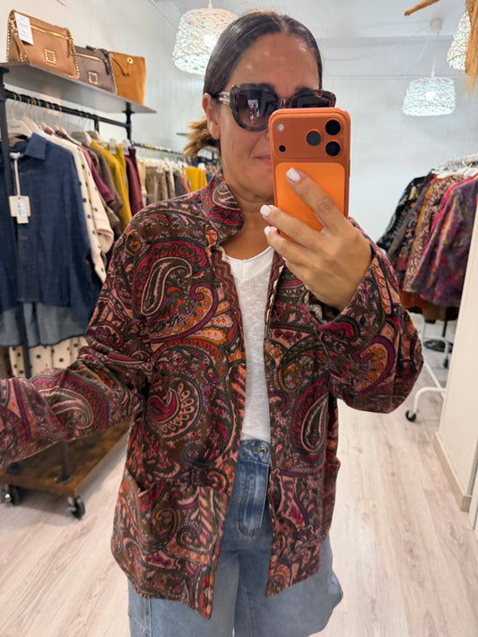 Chaqueta Suzani terciopelo estampado cachemir