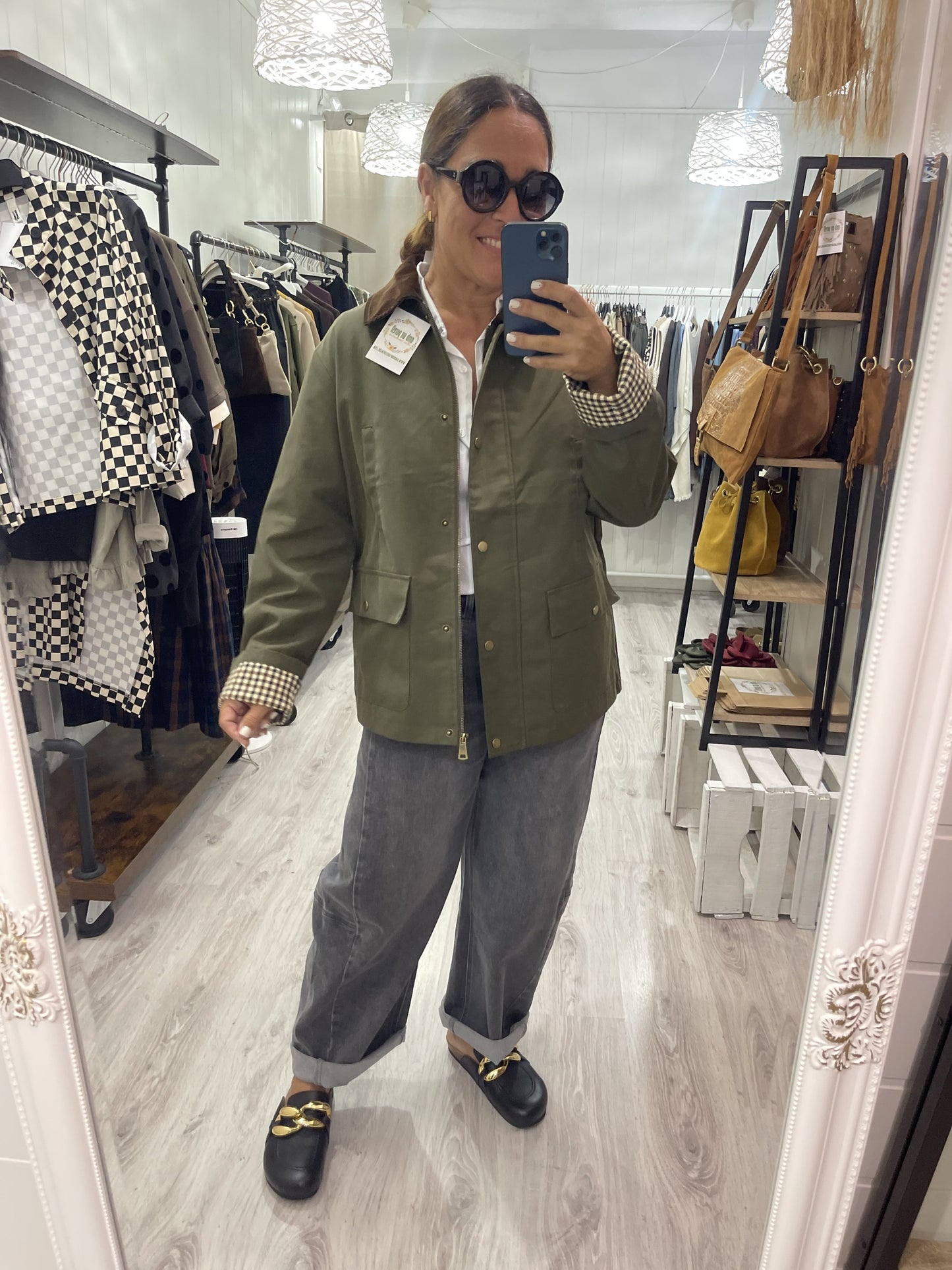 Pantalón Barrel jeans gris