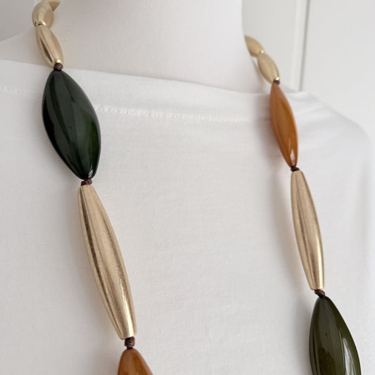 Collar Chic verde y mostaza