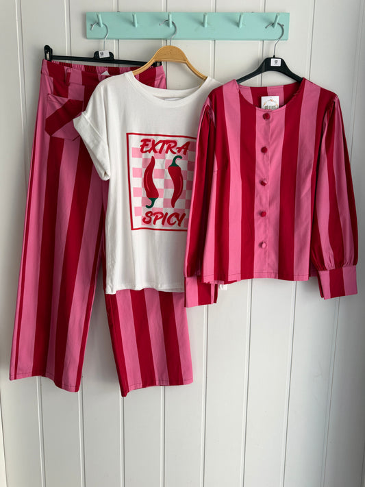 Conjunto Leticia fucsia y rojo