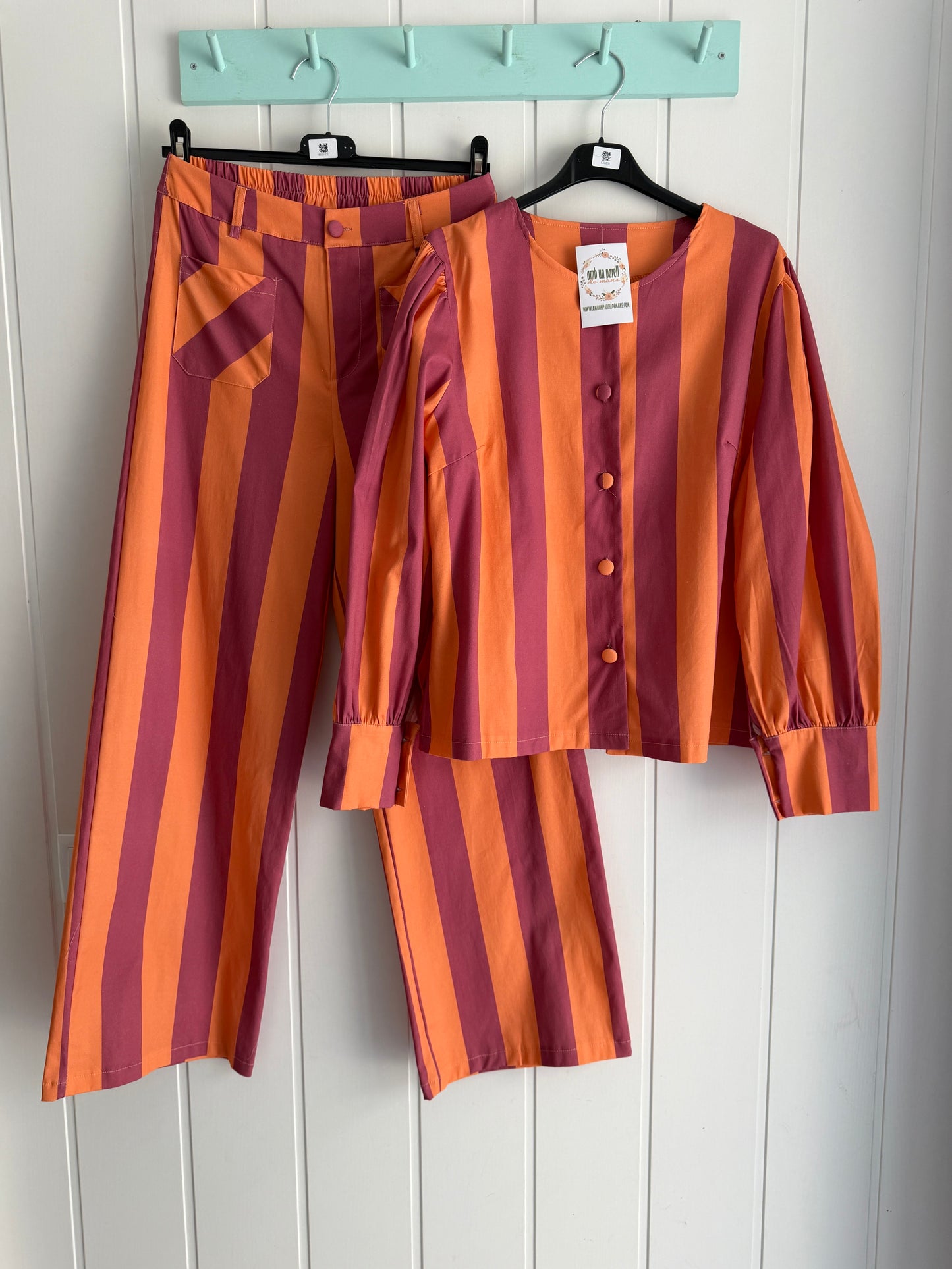 Conjunto Leticia naranja y rosa