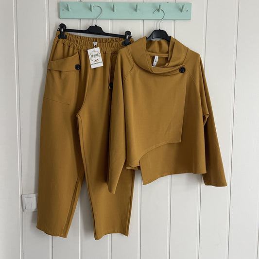 Chaqueta Botón punto roma mostaza