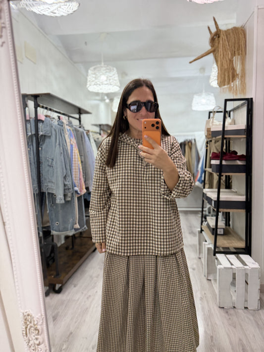 Blusa Vichy Toscana marrón