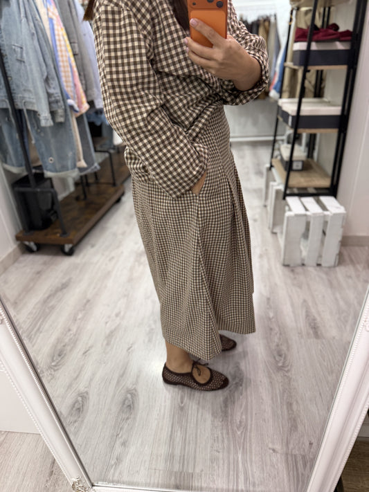 Falda Vichy mini Toscana marrón