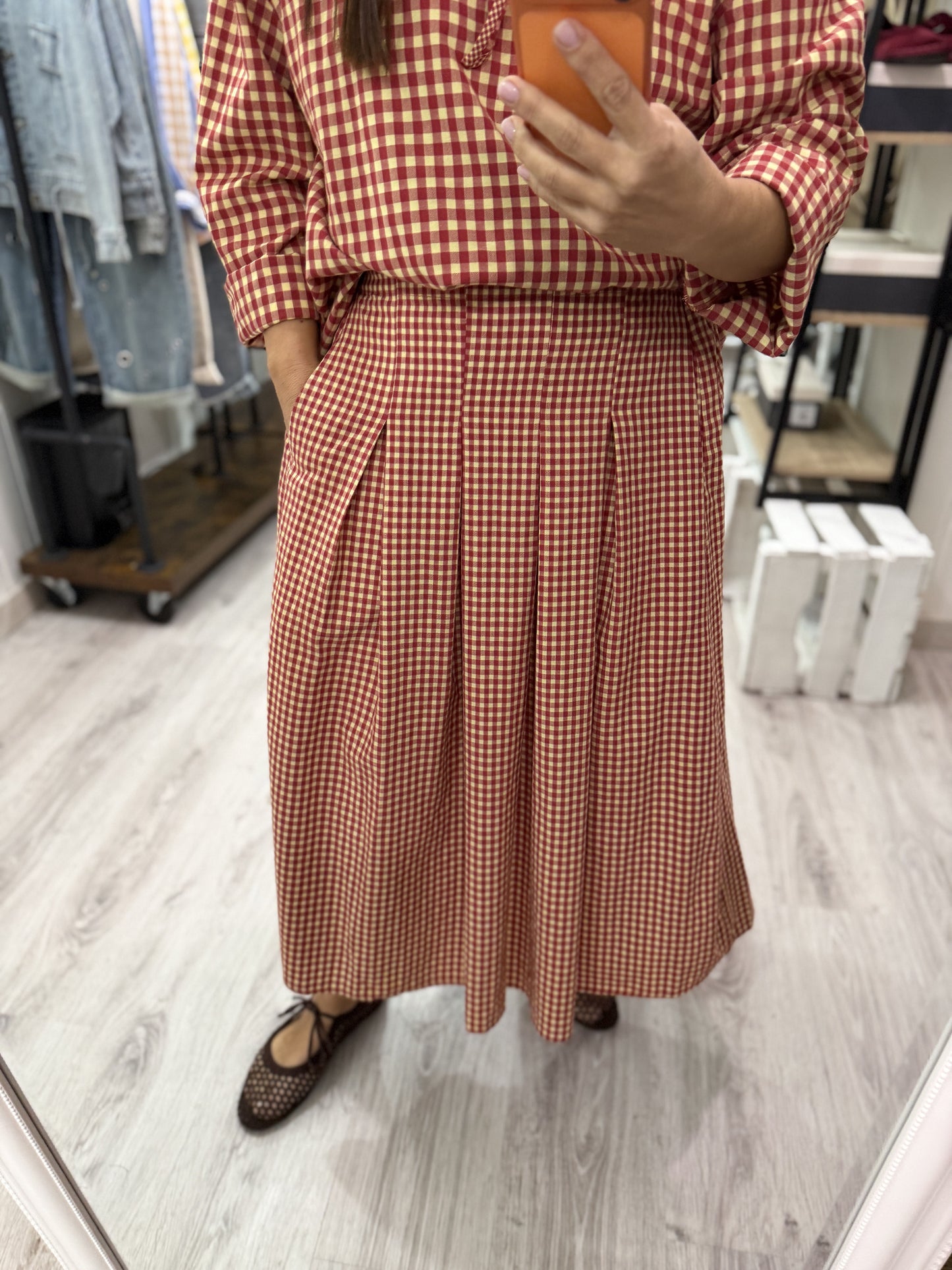 Falda Vichy mini Toscana rojo