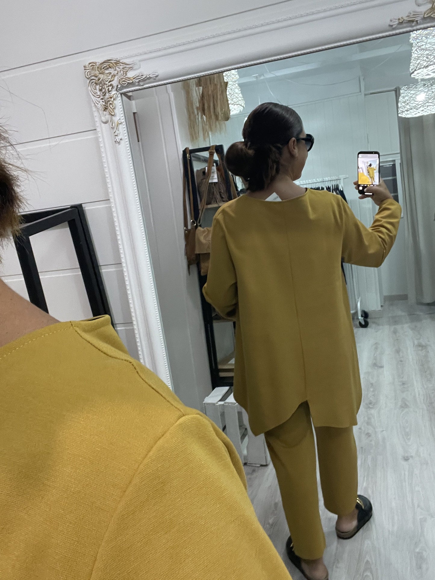 Sudadera Pico oversize punto roma mostaza