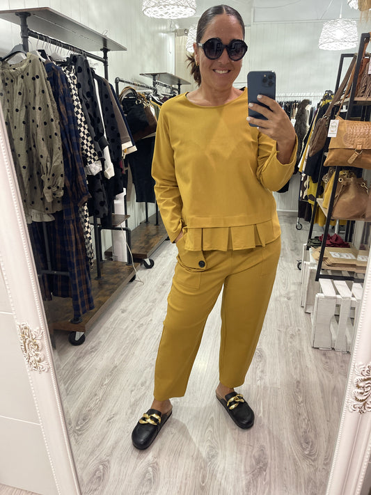 Sudadera Plisados punto roma mostaza