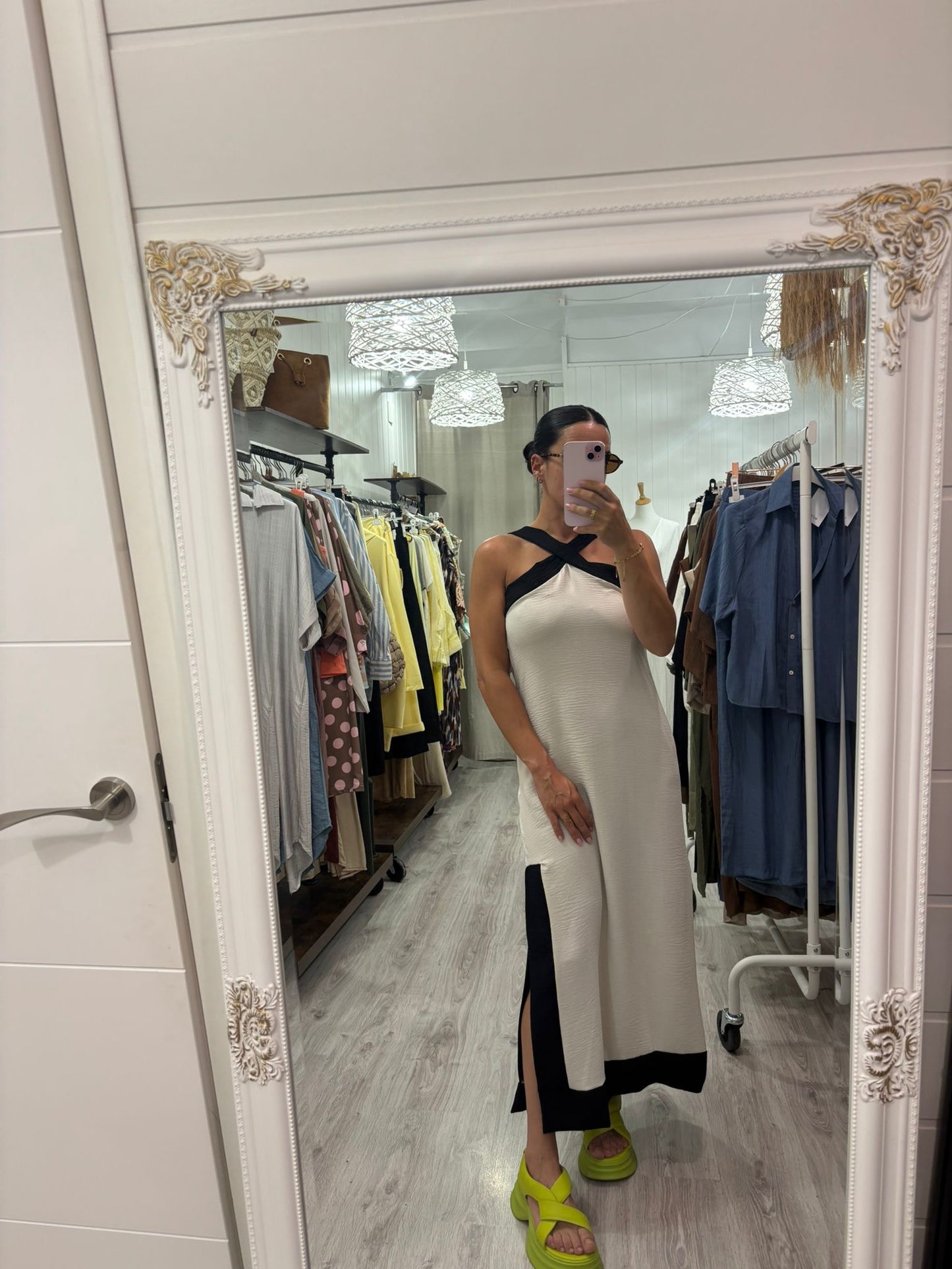 Vestido Martha beige y negro