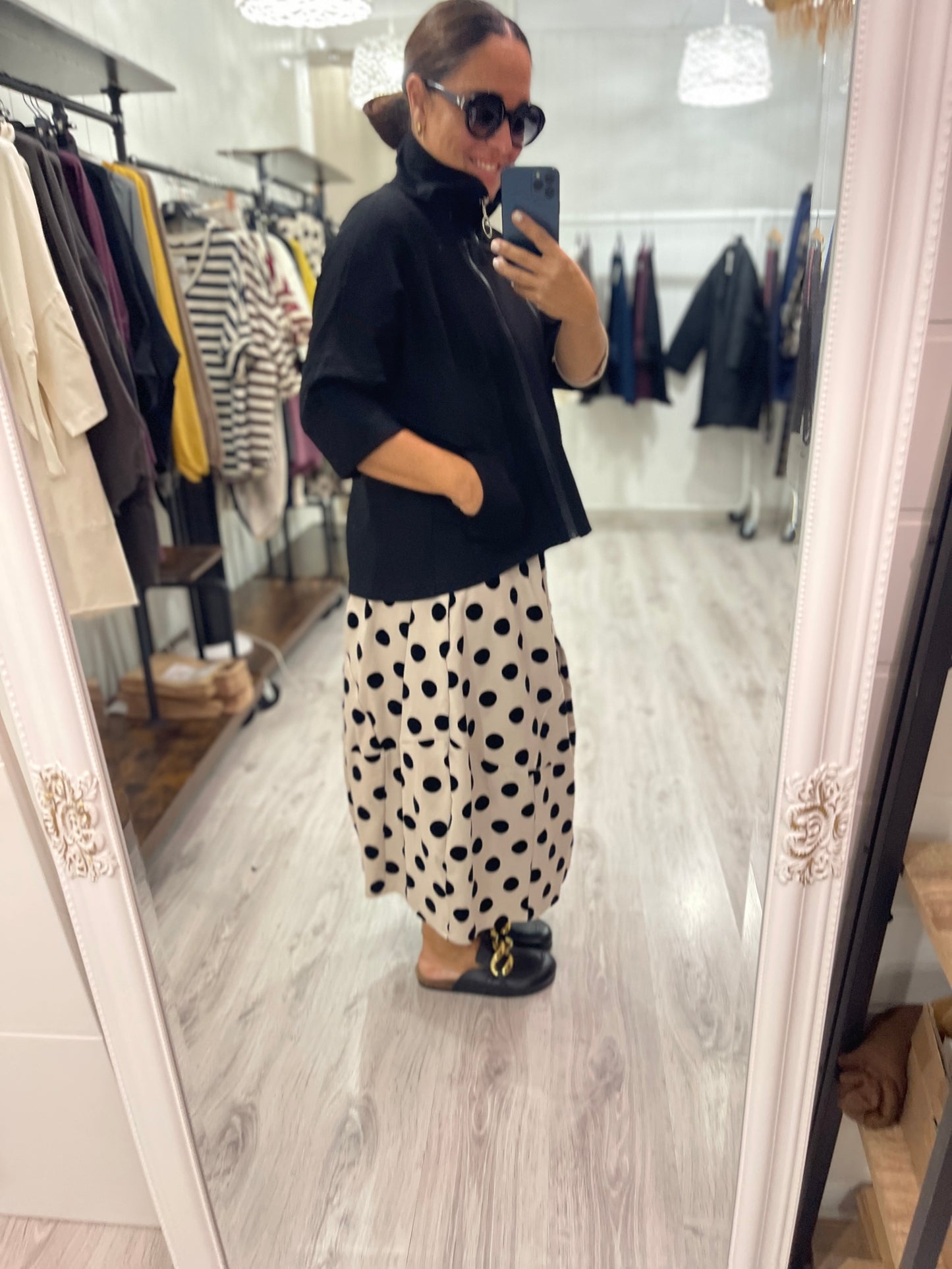 Falda Topos punto roma beige