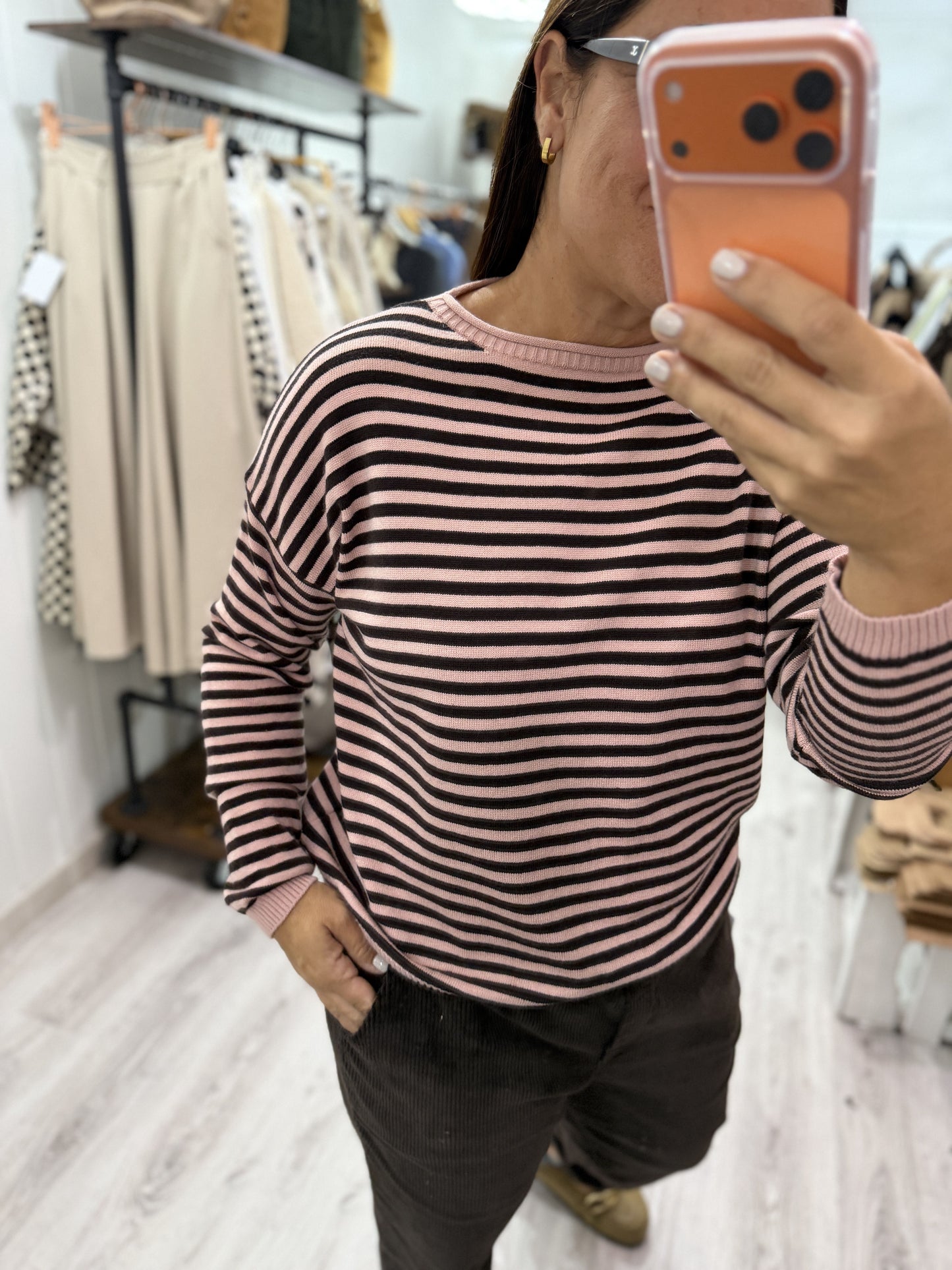 Jersei Biarritz rosa y chocolate