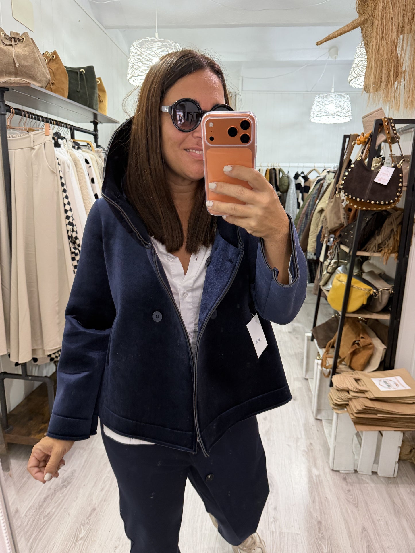 Abrigo Neopreno terciopelo marino