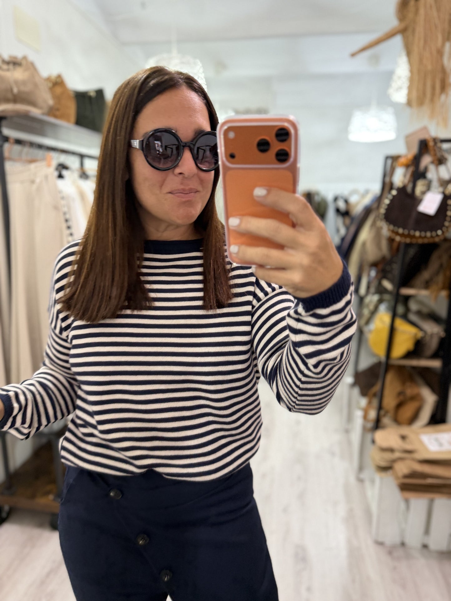 Jersei Biarritz marino y marfil