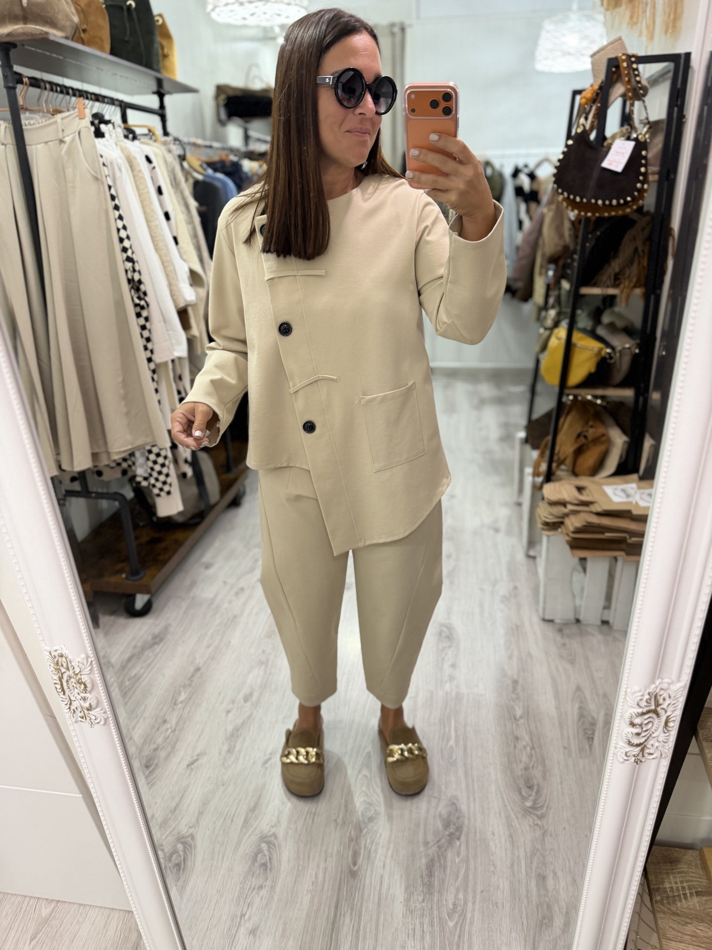 Pantalón Sendai Punto Roma beige