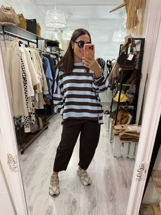 Pantalón Sakura punto roma chocolate