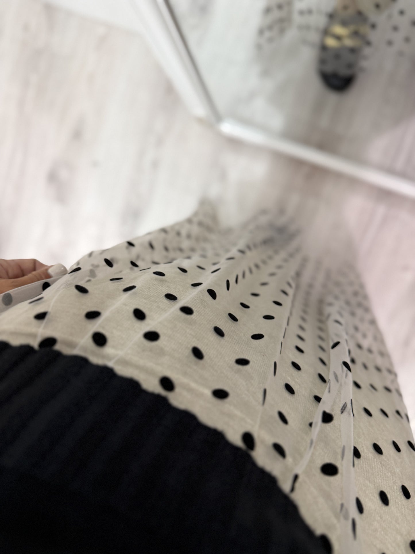 Falda Topos punto y tul taupe