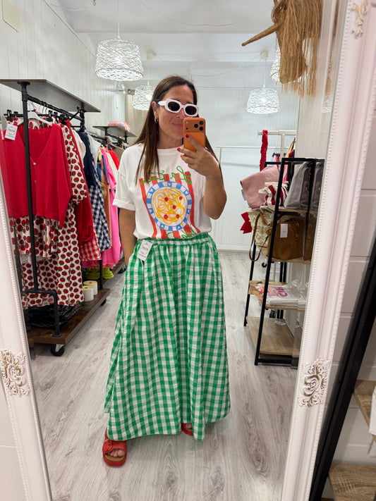 Falda Grand Vichy verde