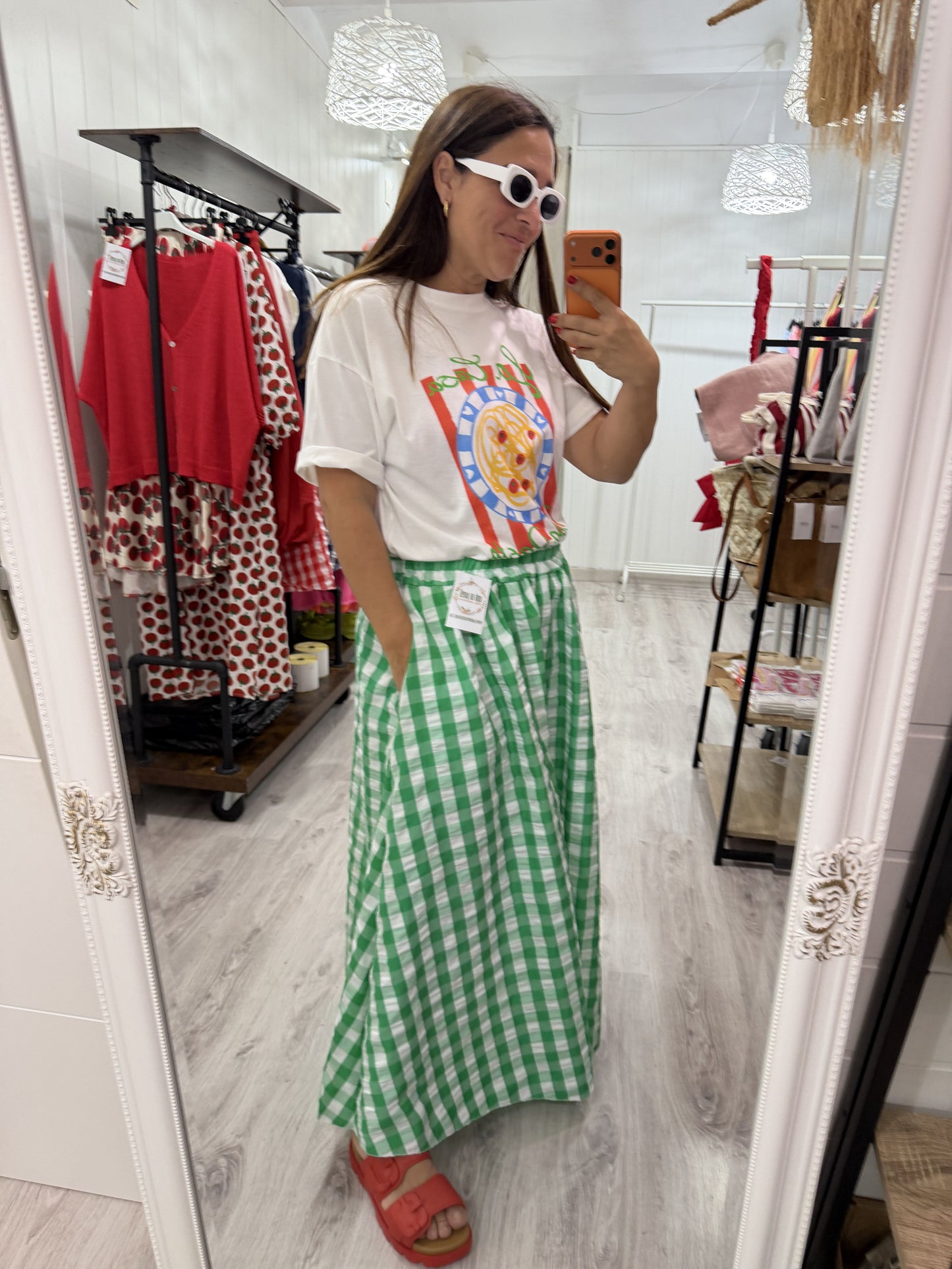 Falda Grand Vichy verde