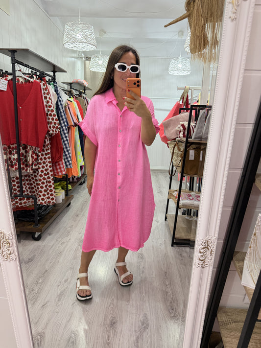 Vestido Bambula Fluor fucsia