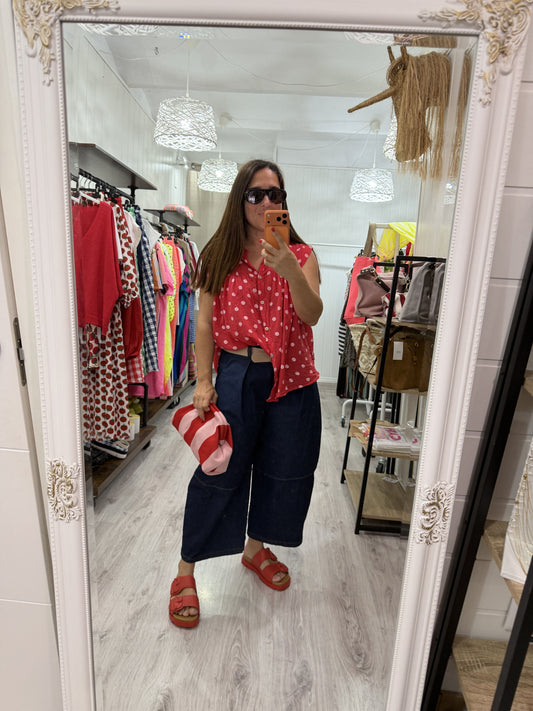 Blusa Lola oversize topos rojo